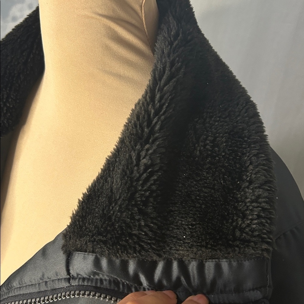 Y2K Star City Faux Fur Bomber Jacket - Black | Size L - Picture 6 of 9